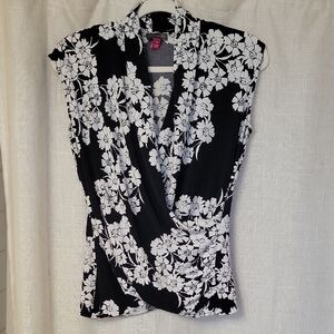 Vince Camuto Floral Black and White Top